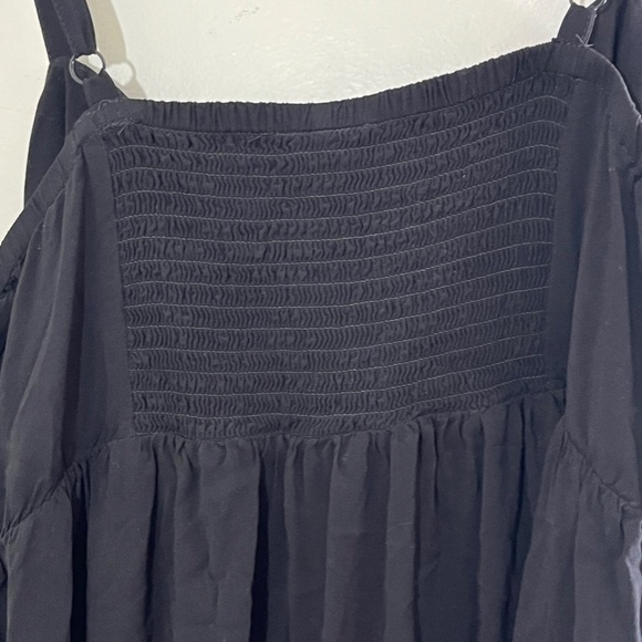 Torrid Top Women 14 Black Tank Lace Up Smocked Neutral Minimalist Boho Western - Picture 10 of 14